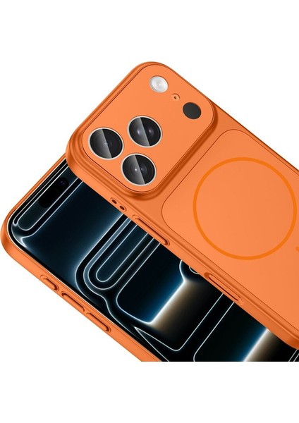 Apple iPhone 17 Pro Max Uyumlu Kılıf Zebana Titanmag Colorshield Kılıf (Kablosuz Şarj) Turuncu modelleri