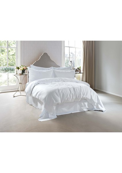 Jakarlı Nevresim Takımı Armur Çift Kişilik Beyaz