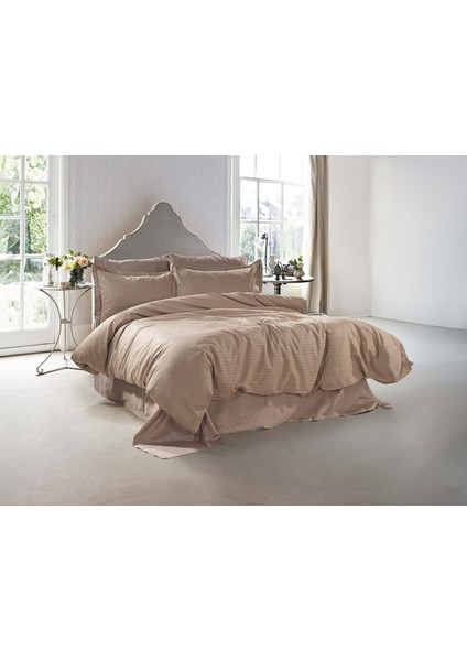 Jakarlı Nevresim Takımı Armur Çift Kişilik Vizon