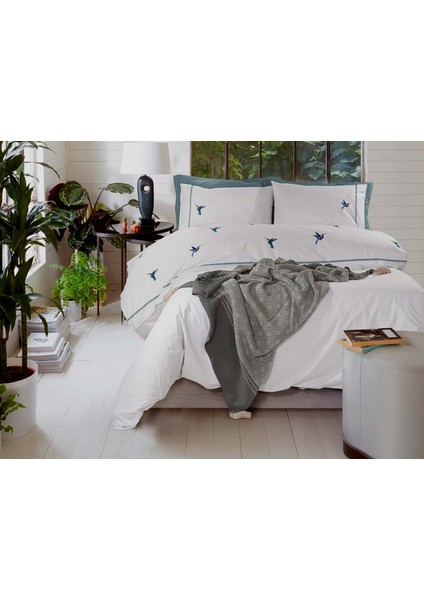 Brode Mockingbird Çift Kişilik %100 Pamuk Nevresim Seti Beyaz