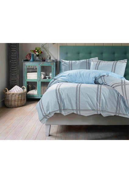 Neon Ranforce Çift Kişilik Nevresim Takımı %100 Pamuk Mavi