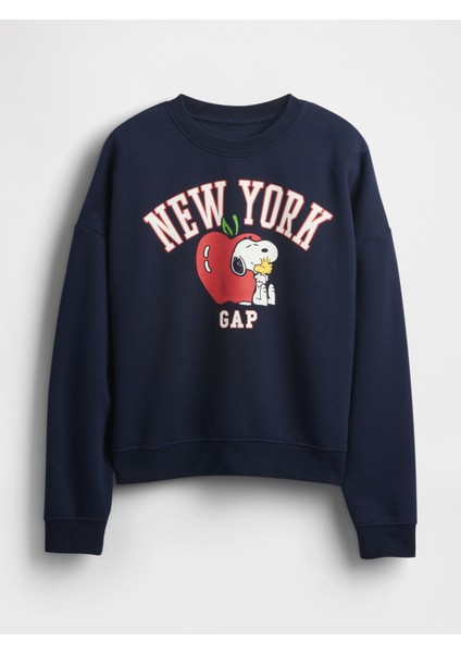 Kadın Lacivert Snoopy Grafikli Gap Logo Sweatshirt fiyatları