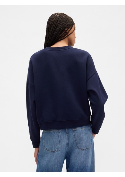 Kadın Lacivert Snoopy Grafikli Gap Logo Sweatshirt indirimleri