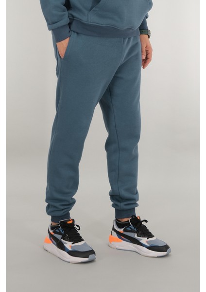 Erkek Petrol Mavisi Eşofman Altı Rahat Kesim 3 Iplik Şardonlu Ipli Ribana Bel fiyatları