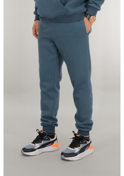 Erkek Petrol Mavisi Eşofman Altı Rahat Kesim 3 Iplik Şardonlu Ipli Ribana Bel modelleri