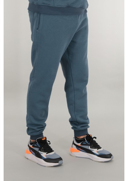 Erkek Petrol Mavisi Eşofman Altı Rahat Kesim 3 Iplik Şardonlu Ipli Ribana Bel indirimleri