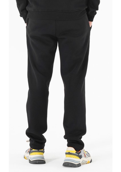 Erkek Siyah Eşofman Altı Rahat Kalıp 3 Iplik Şardonlu Düz Paça indirimleri