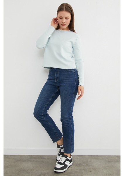 3 Iplik Şardonsuz Yakası Ribanalı Sweatshirt fiyatları