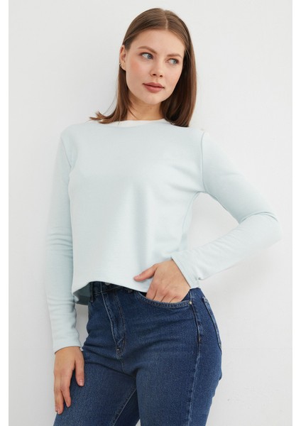 3 Iplik Şardonsuz Yakası Ribanalı Sweatshirt modelleri