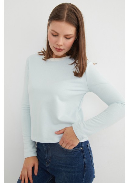 3 Iplik Şardonsuz Yakası Ribanalı Sweatshirt indirimleri