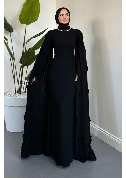 Aliya Pelerini Güllü Balık Abiye Siyah