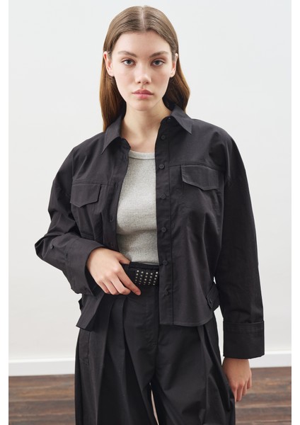 Dikiş Detaylı Bomber Gömlek Siyah fırsatları