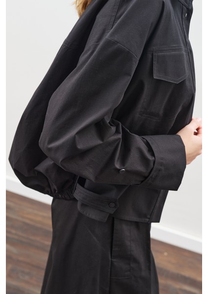 Dikiş Detaylı Bomber Gömlek Siyah indirimleri