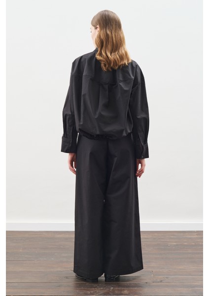 Dikiş Detaylı Bomber Gömlek Siyah