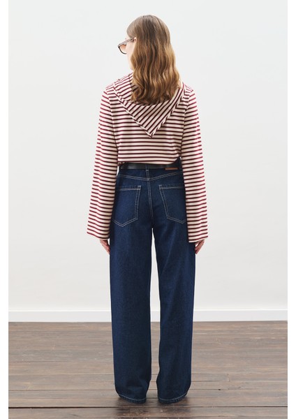 Şal Detaylı Çizgili Tshırt Bordo indirimleri