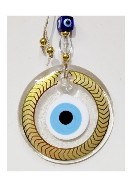 Altın Yaldızlı Nazar Boncuklu Şeffaf Cam Duvar Süsü fiyatları