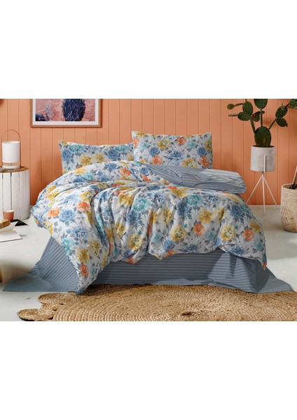 Tual Ranforce Çift Kişilik Nevresim Takımı %100 Pamuk Turuncu