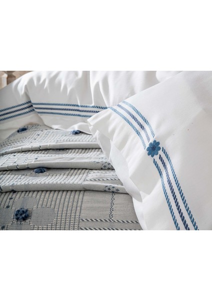 Nazende Nevresim ve Pike Seti Çift Kişilik Indigo fiyatları