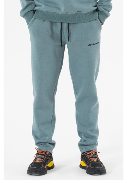 Erkek Açık Mavi Eşofman Altı Rahat Kalıp 3 Iplik Şardonlu Düz Paça