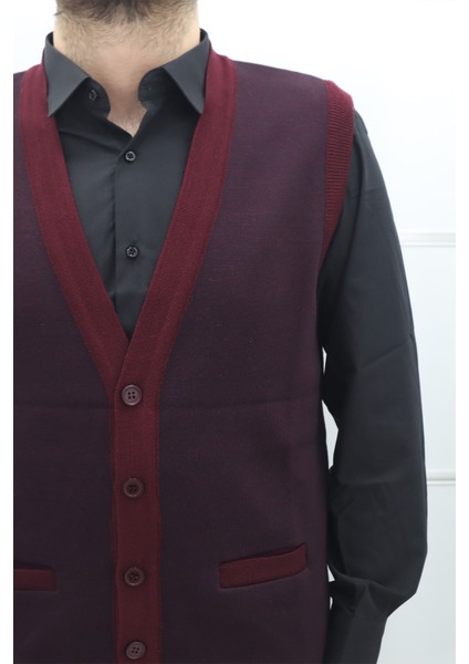 Fistan Store Erkek Düz Klasik Kesim Rahat Kalıp V - Yaka Kışlık Yünlü Yelek fiyatları