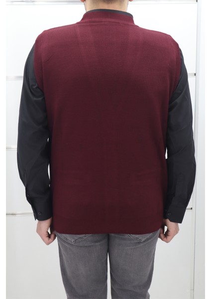 Fistan Store Erkek Düz Klasik Kesim Rahat Kalıp V - Yaka Kışlık Yünlü Yelek modelleri