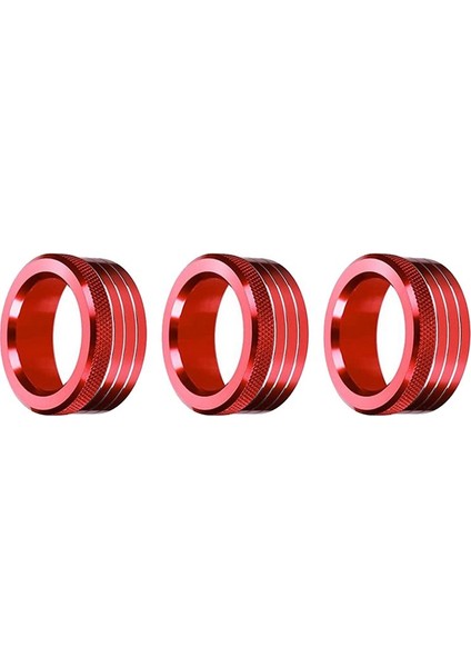 3 Adet Araba Orta Konsol Klima Düğmesi Ses Halkaları Trim Kapağı Kırmızı (Yurt Dışından)