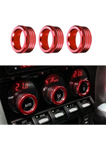 3 Adet Araba Orta Konsol Klima Düğmesi Ses Halkaları Trim Kapağı Kırmızı (Yurt Dışından) fiyatları