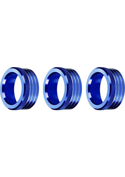 3 Adet Araba Orta Konsol Klima Düğmesi Ses Halkaları Trim Kapağı Mavi (Yurt Dışından)