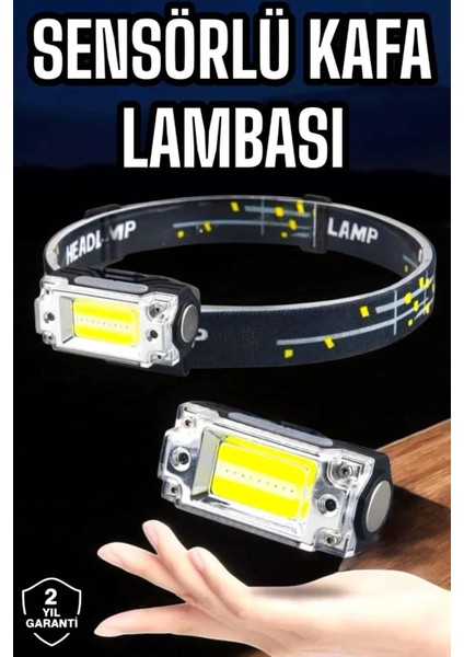Kafa Lambası El Fenerli Kamp Lambası USB Şarjlı Esnek Lamba