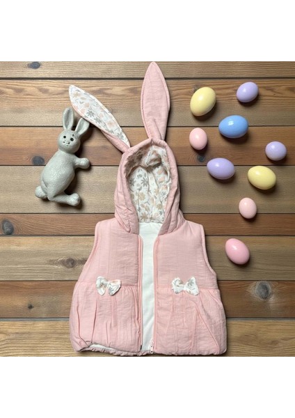 Tavşanlı Yelek - Gül Kurusu - 12 Ay Gül Kurusu