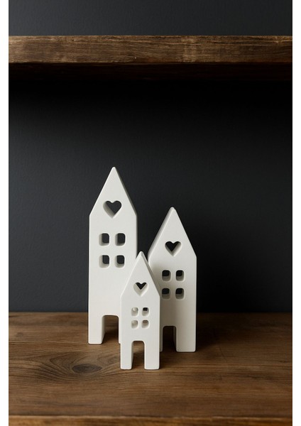 3’lü Seramik Dekor Ev Aksesuarı – Kalp Pencereli fiyatları