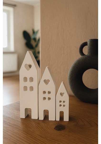 3’lü Seramik Dekor Ev Aksesuarı – Kalp Pencereli fırsatları