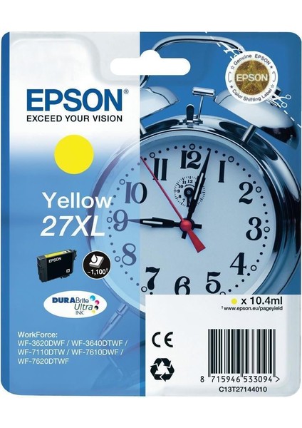27XL Yellow Sarı Mürekkep Kartuş T27144012