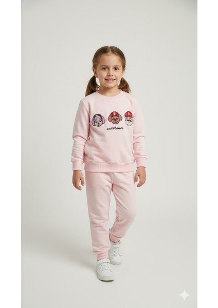 🐶 Kız Çocuk Paw Patrol Karakterli Nakış Detaylı Pamuklu Eşofman Takımı