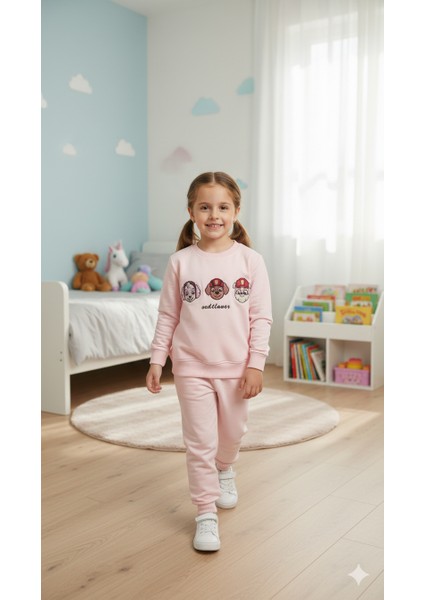 🐶 Kız Çocuk Paw Patrol Karakterli Nakış Detaylı Pamuklu Eşofman Takımı fiyatları