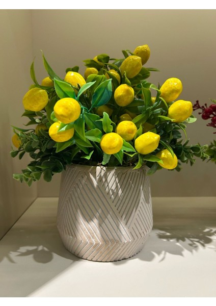 Yapay Limonlu Beton Vazo