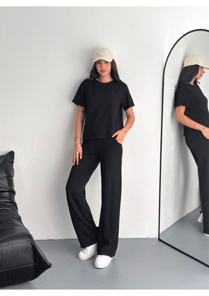 Kadın Modal Kumaş Bisiklet Yaka Tshirt Eşofman Takımı modelleri