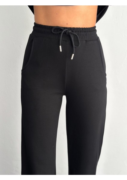 Kadın Modal Kumaş Bisiklet Yaka Tshirt Eşofman Takımı