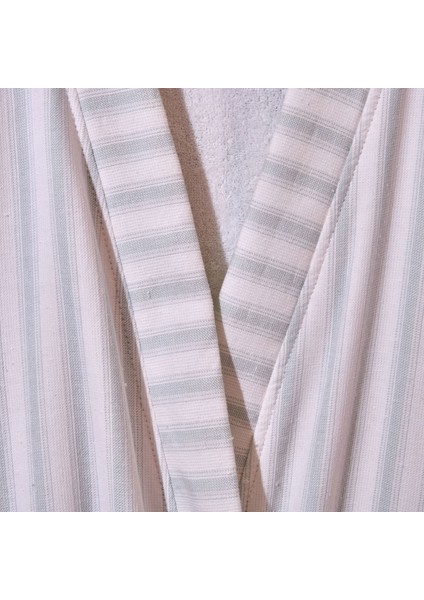 Soft Kimono Çizgili Erkek Bornoz - Beyaz / Mavi - S / M fiyatları