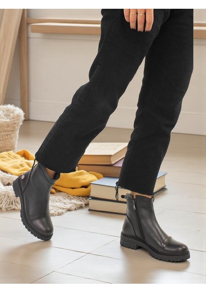D25KB-1665 Siyah Hakiki Deri Tam Ortopedik Günlük Kadın Bot fiyatları