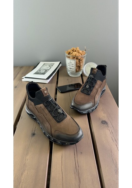 19664 Kahve Hakiki Deri Tam Ortopedik Casual Günlük Erkek Ayakkabı