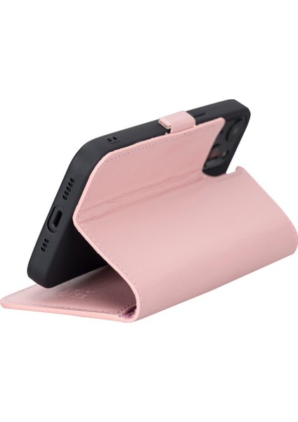Apple iPhone 13 Uyumlu Deri Cüzdanlı Kılıf Toz Pembe indirimleri