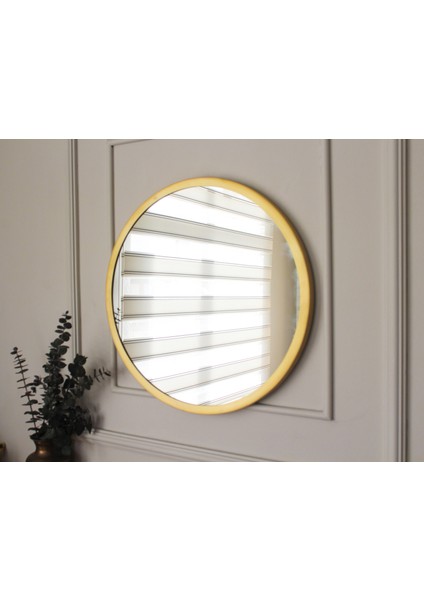 Orijinal Pirinç Çerçeveli Ayna, 50 cm Çapında Pirinç Çerçeve Yuvarlak Ayna, Dekoratif Duvar Aynası, Yuvarlak Pirinç Ayna