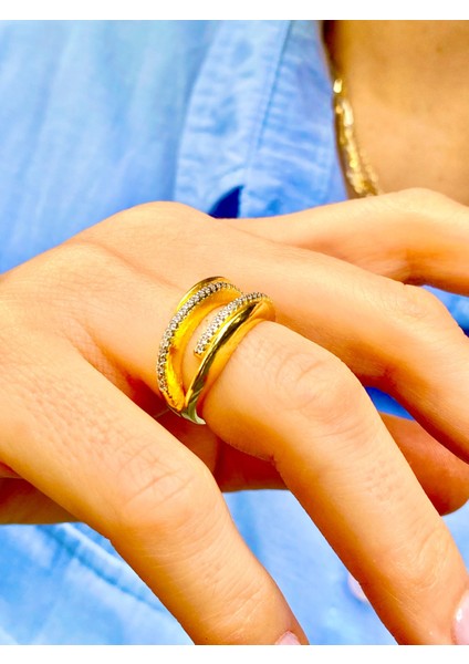 Zirkon Taşlı Altın Renk 4 Sıralı Ayarlanabilir Yüzük fırsatları