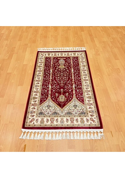 Mihraplı Ağaç Hayatı Desenli Ipek Seccade Bordo fiyatları