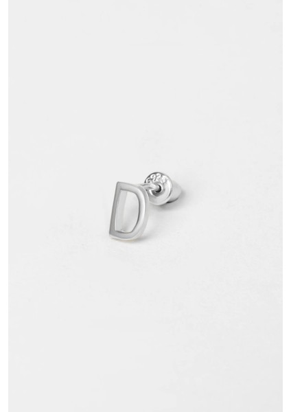 D Harfi 18 Ayar Beyaz Altın Kaplama Gümüş Tek Küpe