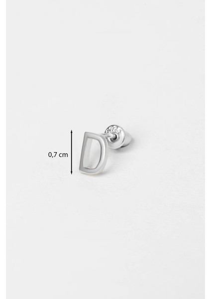 D Harfi 18 Ayar Beyaz Altın Kaplama Gümüş Tek Küpe modelleri