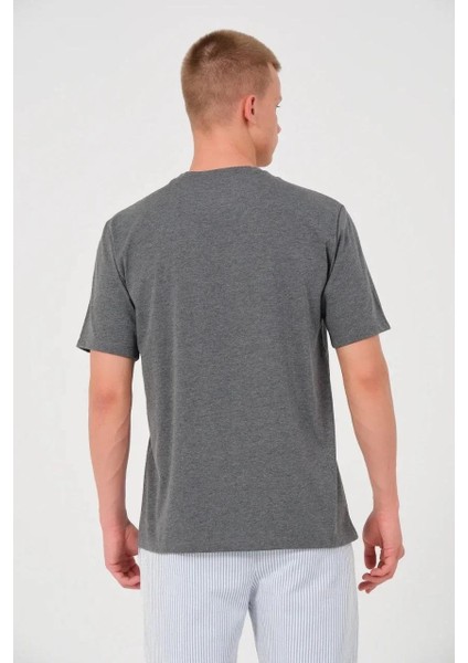 Unisex Düz Biskilet Yaka Oversize T-Shirt - Füme fiyatları