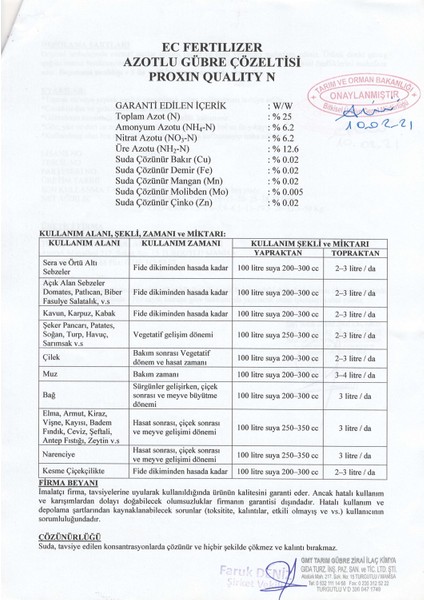 Proxın Qualıty N Sıvı Gübre (N:27 + Mikroelementler) – Yeşil Aksam Gelişimi Destekleyici – 10 L fırsatları