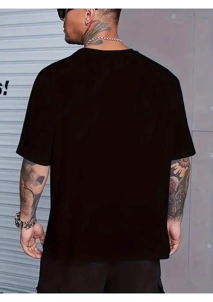 Sporda Günlük Hayata Giyilebilir Gym Baskılı Oversize Bisiklet Yaka Erkek T-Shirt - Siyah fiyatları